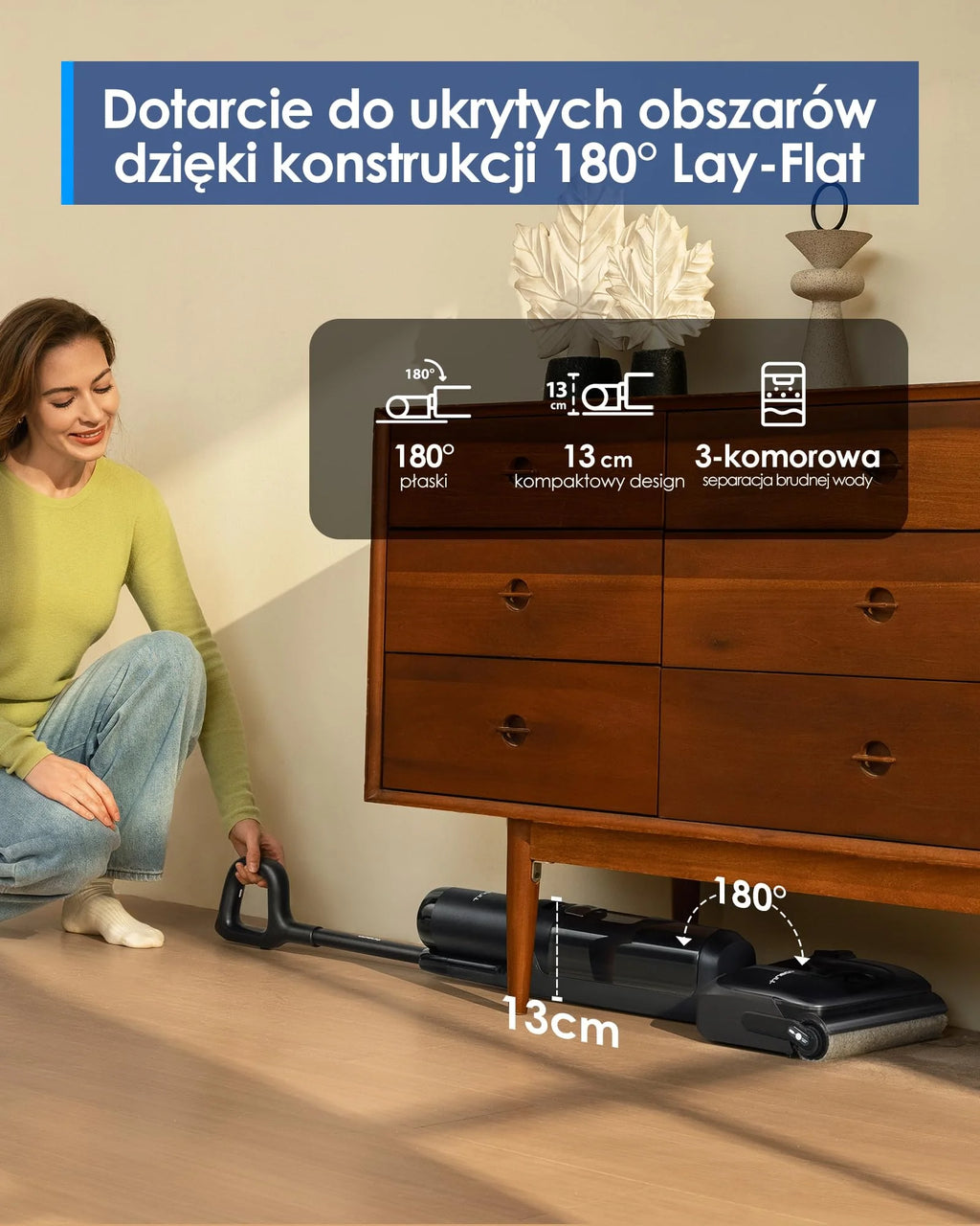 Tineco FLOOR ONE S7 Stretch Steam Draadloze Nat-Droog Stoomzuiger Alles-in-één, 160℃ HyperSteam, 180° Plat Liggend, Anti-Knoop Ontwerp, FlashDry Zelfreiniging, Tot 80 min gebruiksduur
