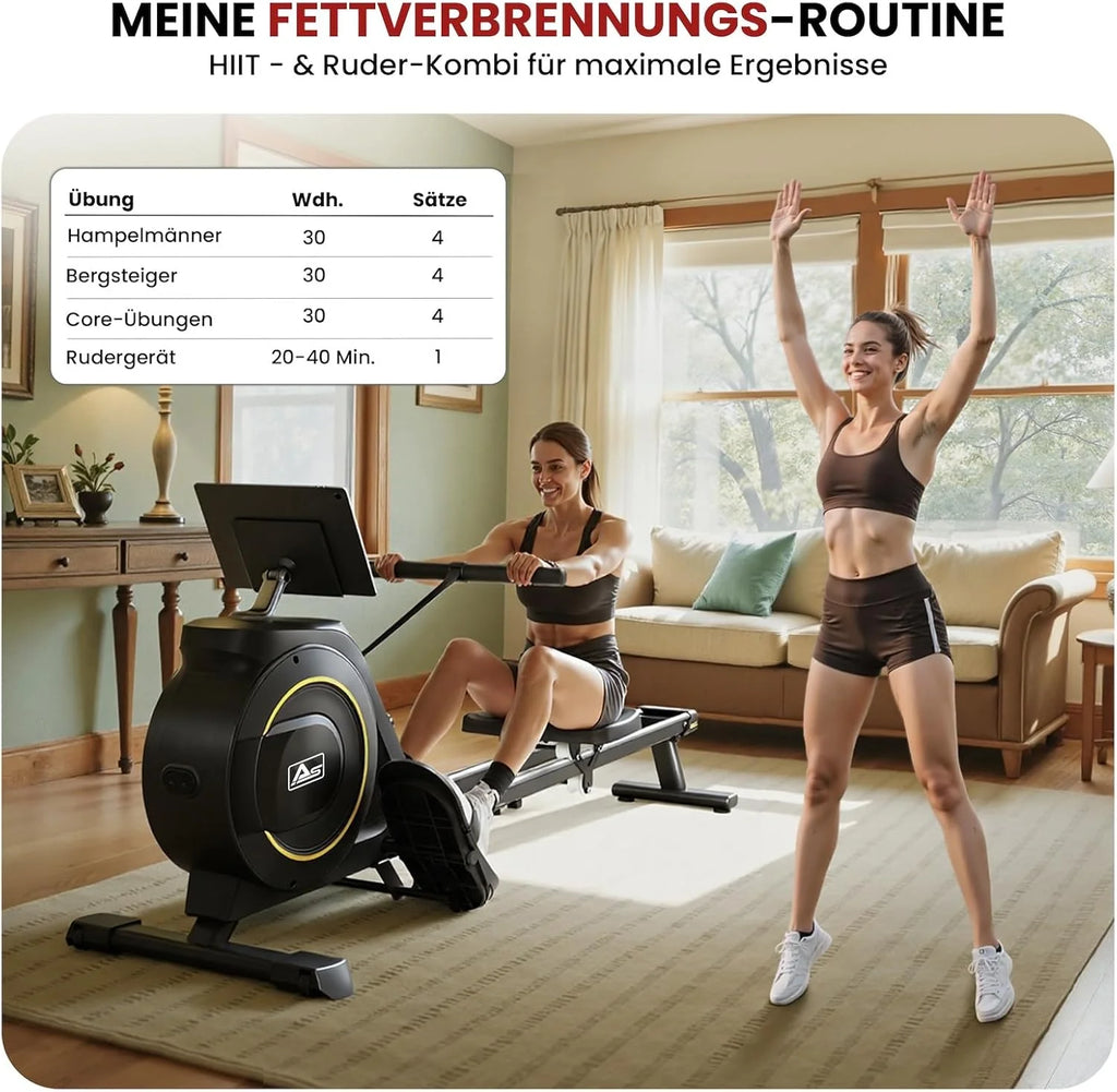AsVIVA RA11 wioślarz składany | magnetyczny system hamowania i elektronicznie regulowany opór | wioślarz do domu | trening całego ciała i wytrzymałość | fitness | domowy trener do budowy mięśni i