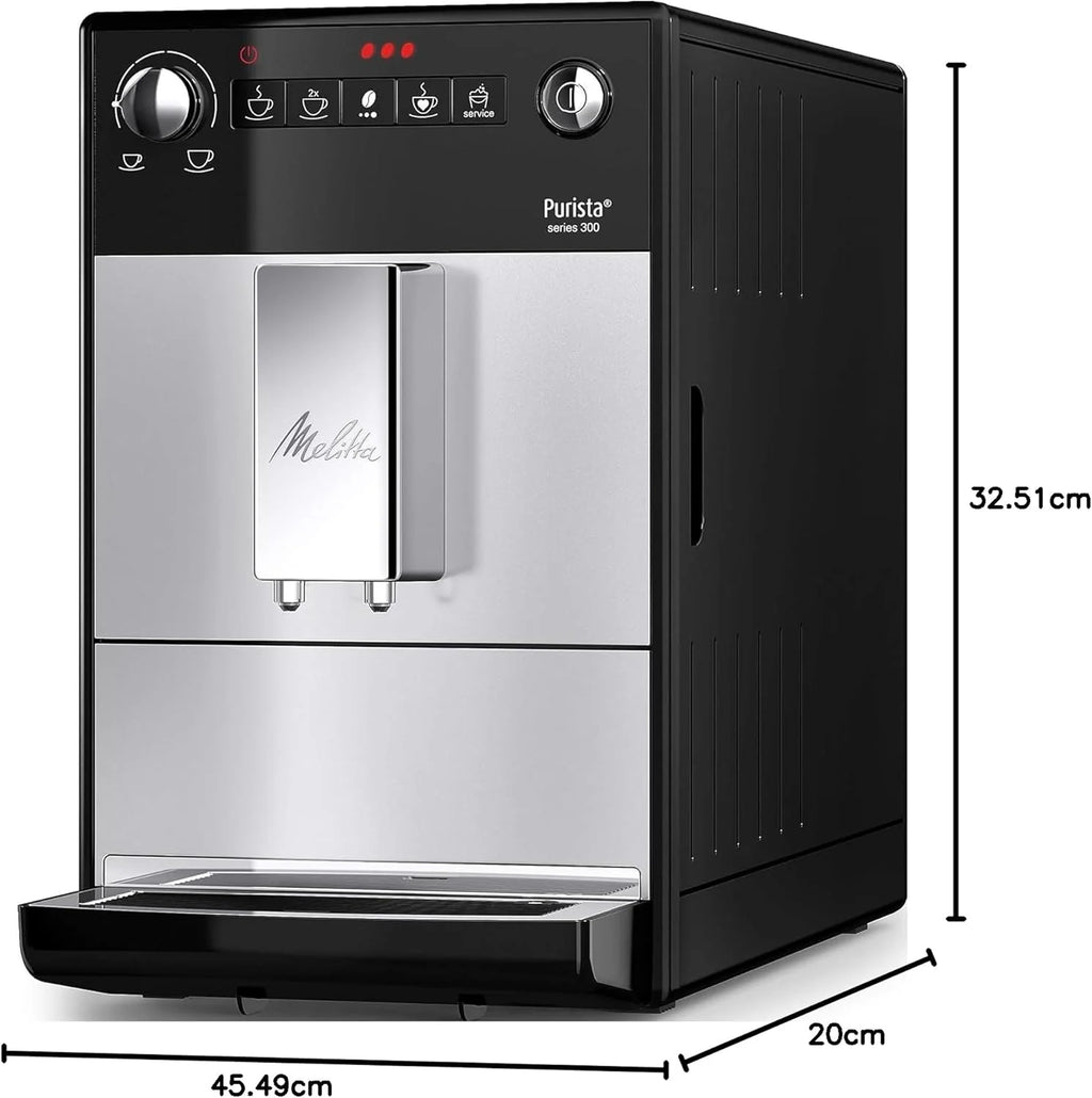 Melitta Purista - w pełni automatyczny ekspres do kawy z ulubioną funkcją kawy, z młynkiem i 3-stopniową regulacją mocy kawy, do kawy i espresso, czarny