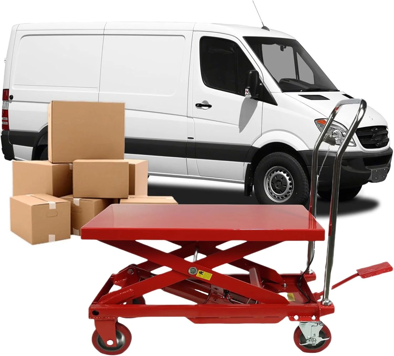 660LBS Hydraulic Lift Table Cart – 31 Lift Height, Double Scissor Design with 4 Wheels & Non-Slip Pad for Material Handling