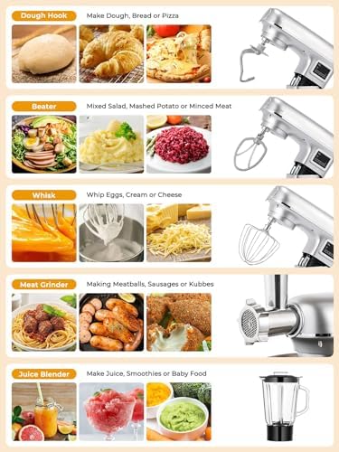8L Stand Mixer z wyświetlaczem LED 6-Speed Tilt-Head-Healed Electric Kitchen Maszyna do miski ze stali nierdzewnej Mięso miedło Whisk Pasta Maker Do Pieczenia