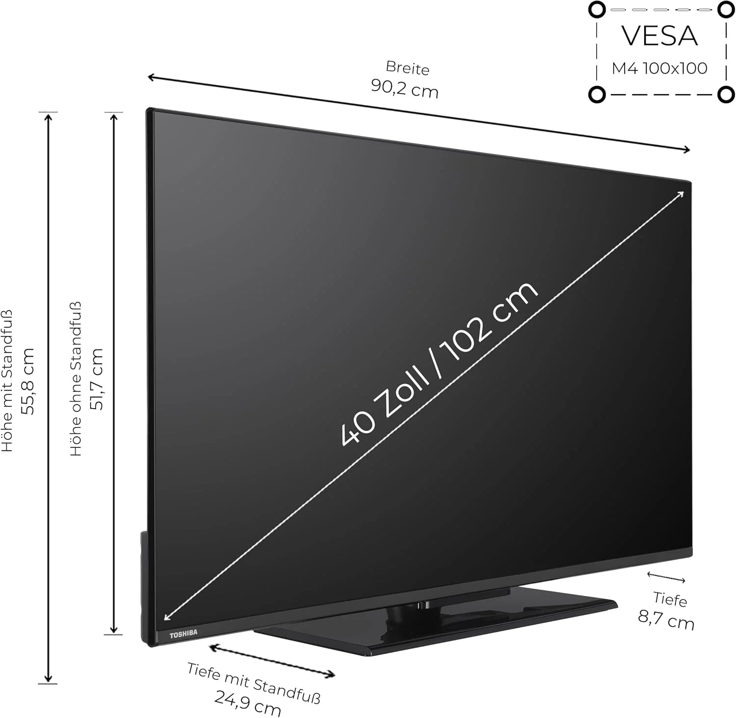 Toshiba Telewizor 55 cali Smart TV Fire TV 4K UHD Telewizor Dolby Vision HDR & Dolby Atmos, Sound by Onkyo, Triple Tuner, LED TV 55UF3F63DAR (2026)