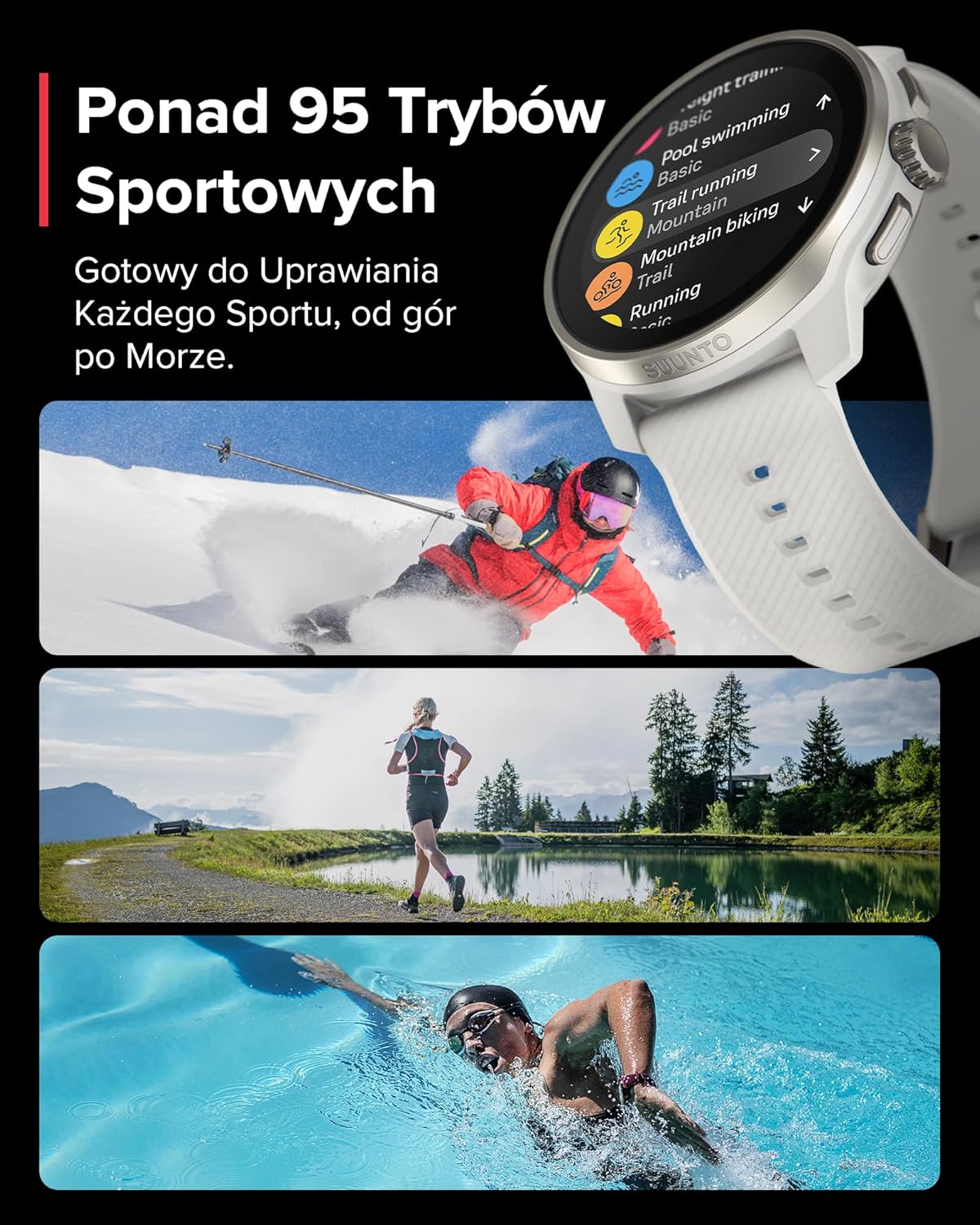 SUUNTO Race S Zegarek Biegowy z Ekranem Dotykowym Amoled, Dwuzakresowy Gps Zegarek Sportowy, Śledzenie Hrv i Snu, Plan Treningowy Oparty na Si, Bezpłatne Mapy Offline, Wodoodporność do 50M