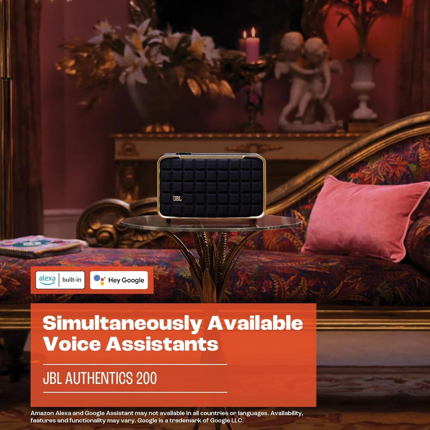 JBL Authentics 300, Głośnik Bezprzewodowy, 8h Odtwarzania, z Wbudowanym Wi-Fi, Bluetooth, Dźwiękiem Stereo i Mocnym Basem, Kompatybilny z Alexa i Google Home, w Stylu Retro