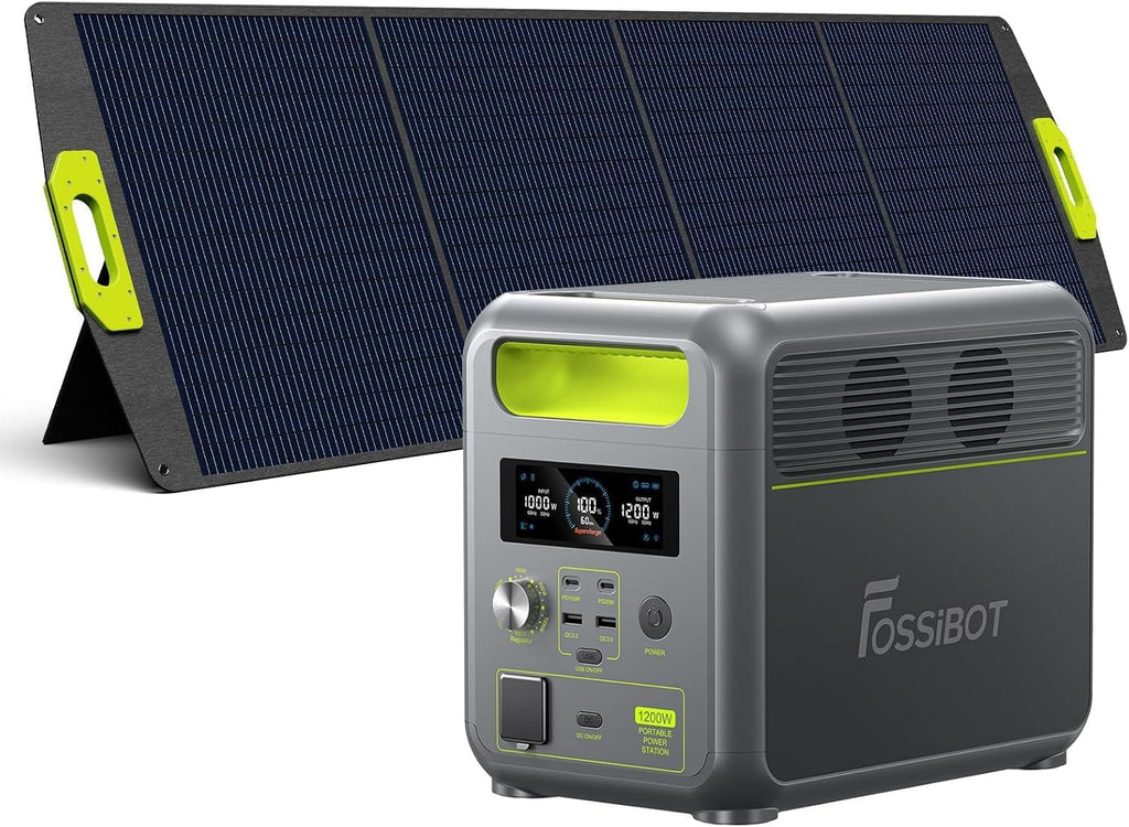 FOSSiBOT-Polska VAT 23% przenośna stacja zasilania F1200 1024Wh 1200W Wyposażony 200W panel słoneczny 5-letnia gwarancja