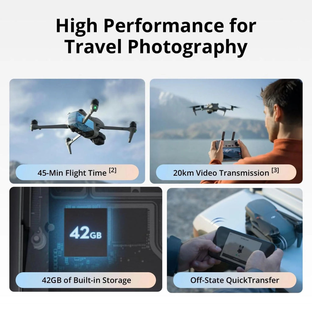 DJI Air 3S (RC-N3), dron z kamerą 4K, dron z podwójną kamerą, szerokokątną kamerą CMOS 1, wideo 4K/60 kl./s HDR i zakresem dynamiki 14 przysłon, maksymalny czas lotu 45 min