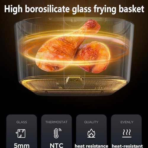 Frytkownica powietrzna beztłuszczowa z 6 ustawieniami gotowania, wyświetlaczem LED i widokiem panoramicznym do szybkiego gotowania w domu