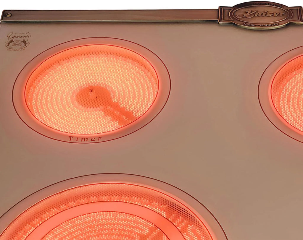 Kaiser Empire KCT 6185 ElfEm · niezależna elektryczna płyta kuchenna High-Light 60 cm · płyta ze szkła ceramicznego 4 palniki · styl retro · sterowanie dotykowe · strefa dwuokręgowa i do pieczenia