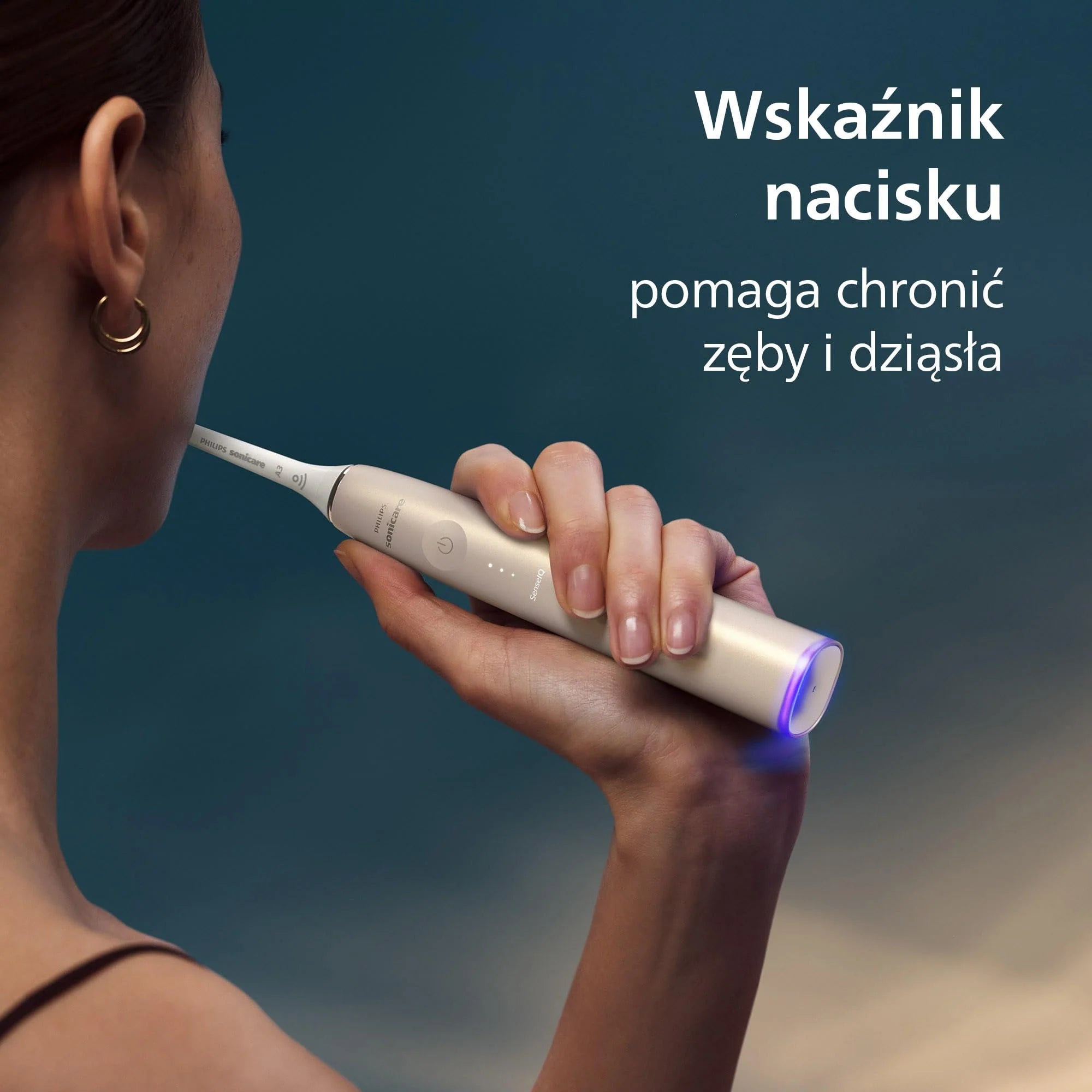 Philips Sonicare DiamondClean 9900 Prestige Elektryczna szczoteczka do zębów z technologią i aplikacją SenseIQ, 5 trybów szczotkowania, etui podróżne do ładowania, kolor szampański, HX9992/44