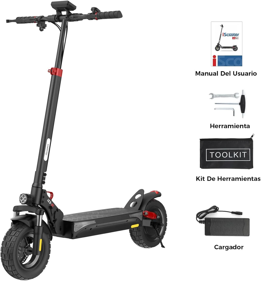 iScooter ix3 hulajnoga elektryczna dla dorosłych, bateria 480WH, maksymalna autonomia 40 km, składana hulajnoga elektryczna, sterowanie aplikacją, ładowanie 120 kg, regulowana kierownica, czterokrotne