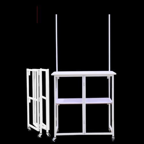 Portable Mobile Counter Table PP Booth Display Stand with Storage Wheels and Banner Holder for Trade Shows Exhibitions Events Reception Desk Promotional Kiosk Retail Store Tasting Samples