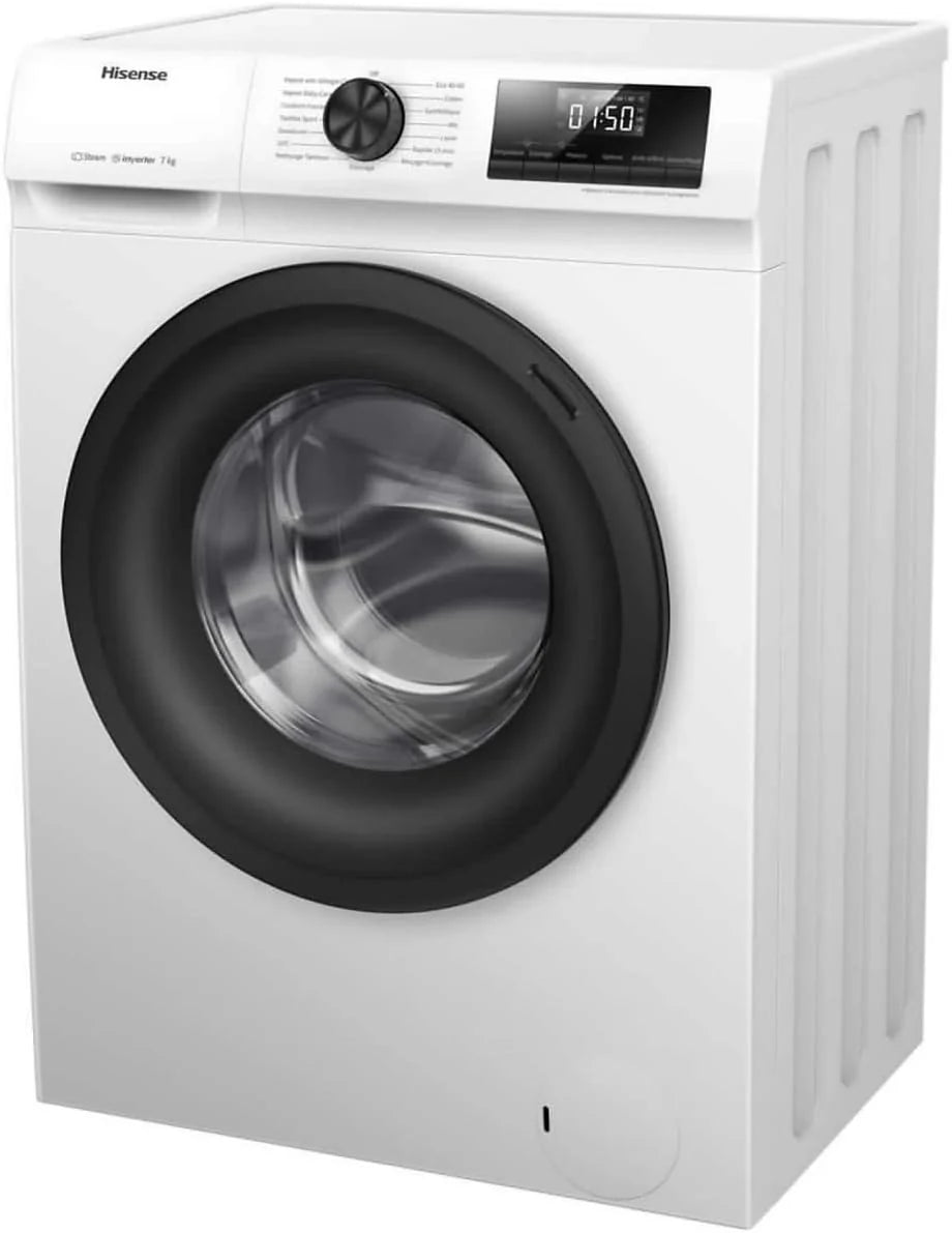 Hisense WFQP701219VM pralka, klasa A, 7 kg, 1200 obr./min, wysokość 84,5 cm x szerokość 59,5 cm, biała