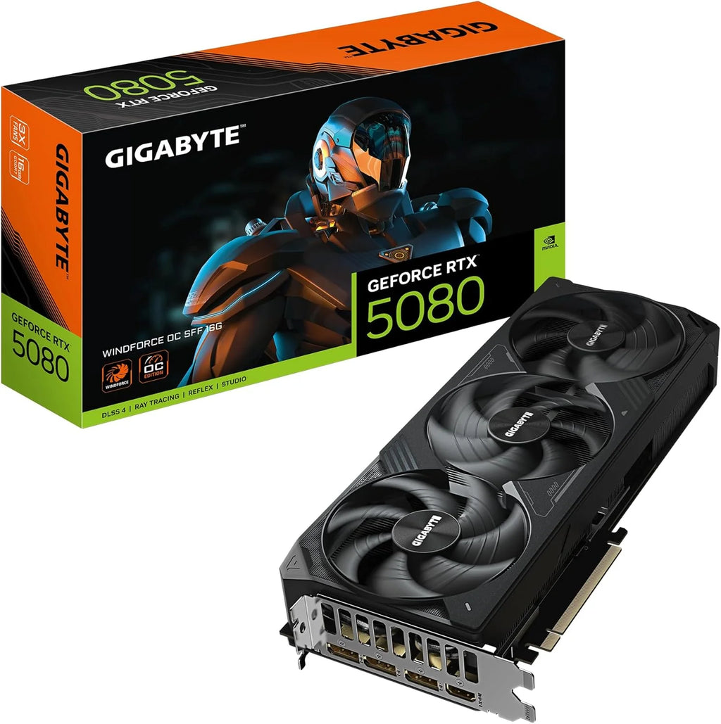 Gigabyte Karta graficzna GeForce RTX 5080 WINDFORCE OC SFF 16G - 16 GB GDDR7, 256bit, PCI-E 5.0, 2670MHz Core Clock, 3 x DP 2.1a, 1 x HDMI 2.1b, GV-N5080WF3OC-16GD