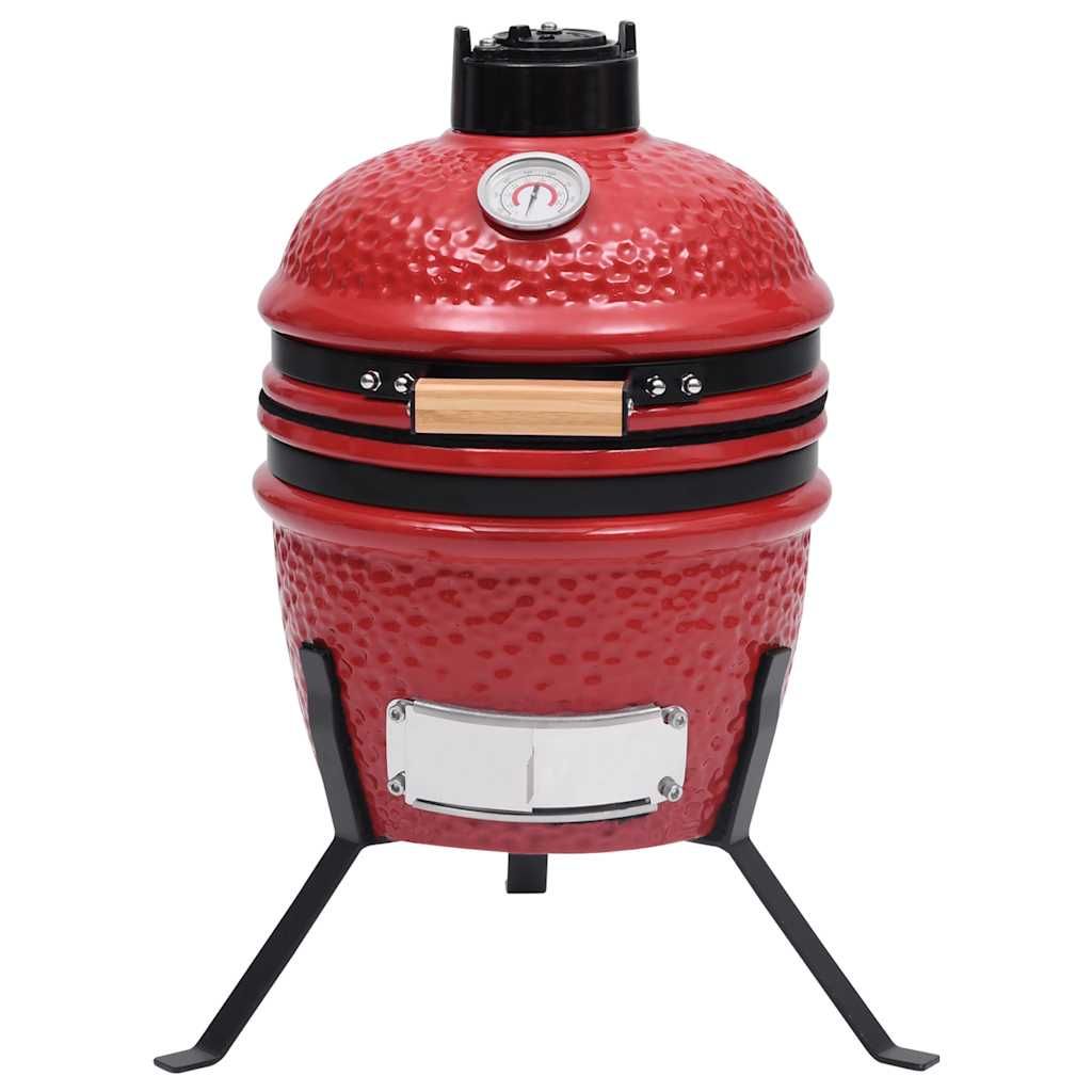 2 w 1 ceramiczny grill wędzarniczy Kamado czerwony 56 cm vidaxl