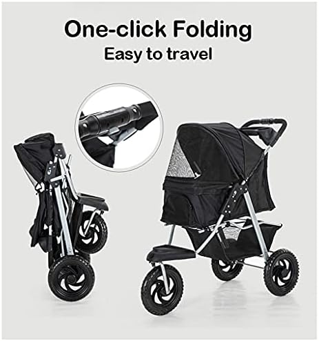 Premium Pet Spacer dla kotów Do 55lbs, Lekki jednocylity Fold 3-kołowy wózek z absorpcją wstrząsów, Przestronny pod koszem, Uchwyt na wodę, Smooth Ride on Any Terrain, łatwe przechowywanie