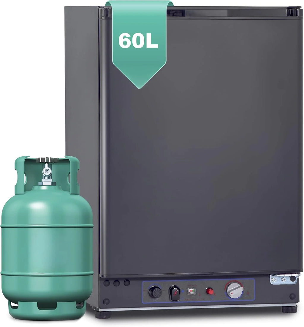 SMETA 60L Lodówka Gazowa 12V, 230V, AC/DC, 3-Drożna, Z Odwracalnymi Drzwiami, Idealna Do Przyczepy Kempingowej, Vanów, Kempingu, Off-Grid, Domków Letniskowych i Garaży