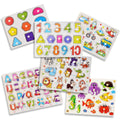 6-Pack Wooden Peg Puzzles Letters, Numbers, Shapes & Animals