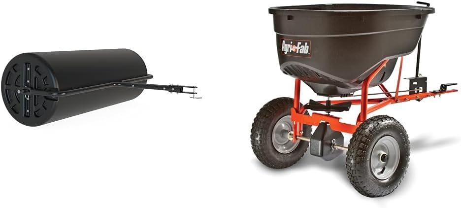 18 x 48 Tow Behind Poly Lawn Roller 550 lbs Weight with Water, Poly Drum and Steel Frame, with Plug. Designed for Lawn and Garden Tractors