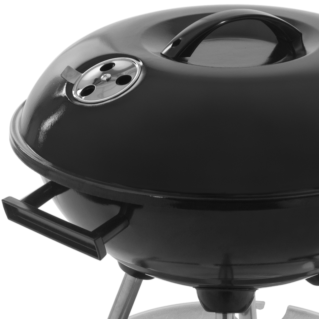 Primematik - 41x70cm okrągły grill węglowy z pokrywką i kółkami do ogrodu i na kemping Kh51000