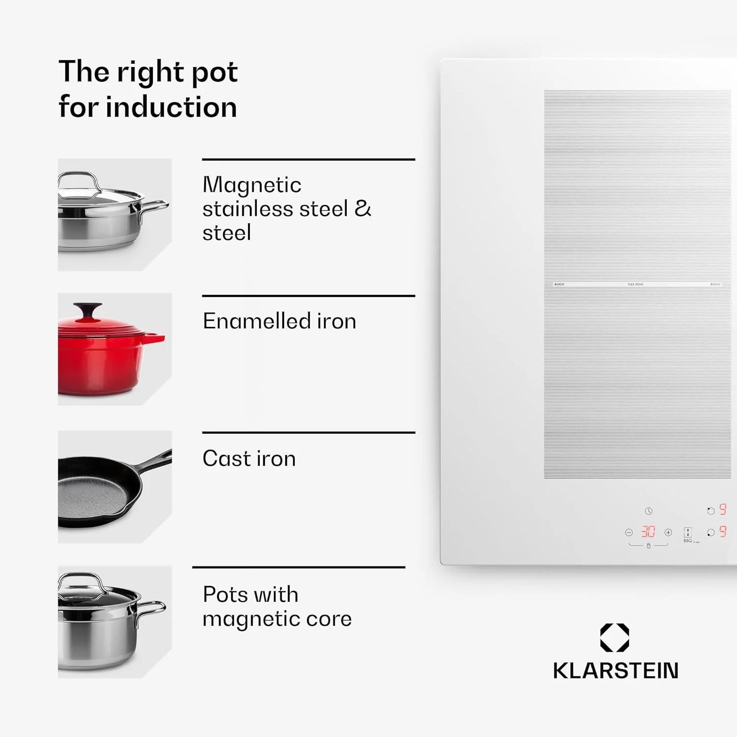 Klarstein Płyta indukcyjna, płyta kuchenna z ceramiki szklanej, 7000 W, płyta indukcyjna z 4 płytami, płyta indukcyjna do zabudowy z ekranem dotykowym i timerem, nowoczesne płyty grzewcze z