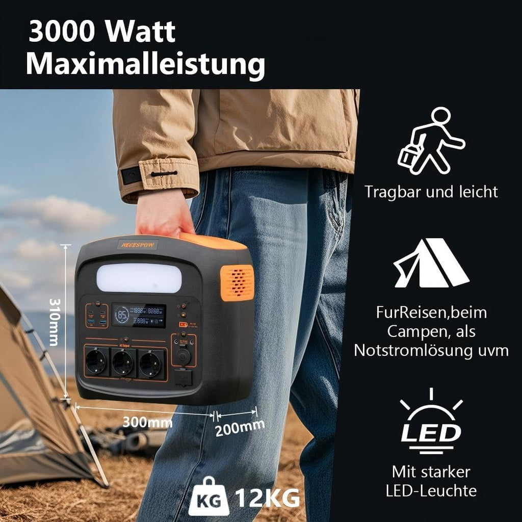 Generator solarny N1200 z panelem słonecznym 200 W, przenośna stacja zasilająca 1102,5 Wh, gniazdka 1200 W AC, generator solarny PD100 W, baterie LiFePO4, na kemping, do kamperów, awarii