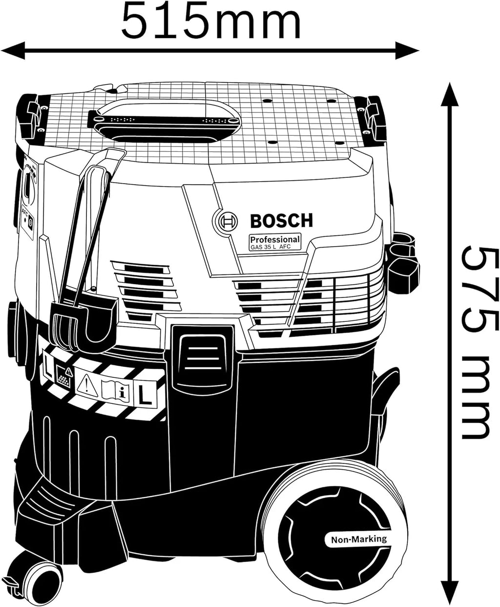 Bosch Professional: odkurzacz do pracy na sucho i mokro GAS 35 L AFC (1 200 W, 3 rury chromowane, wąż 5 m, zestaw dysz podłogowych, 1 filtr płaski fałdowany, worek na pył)