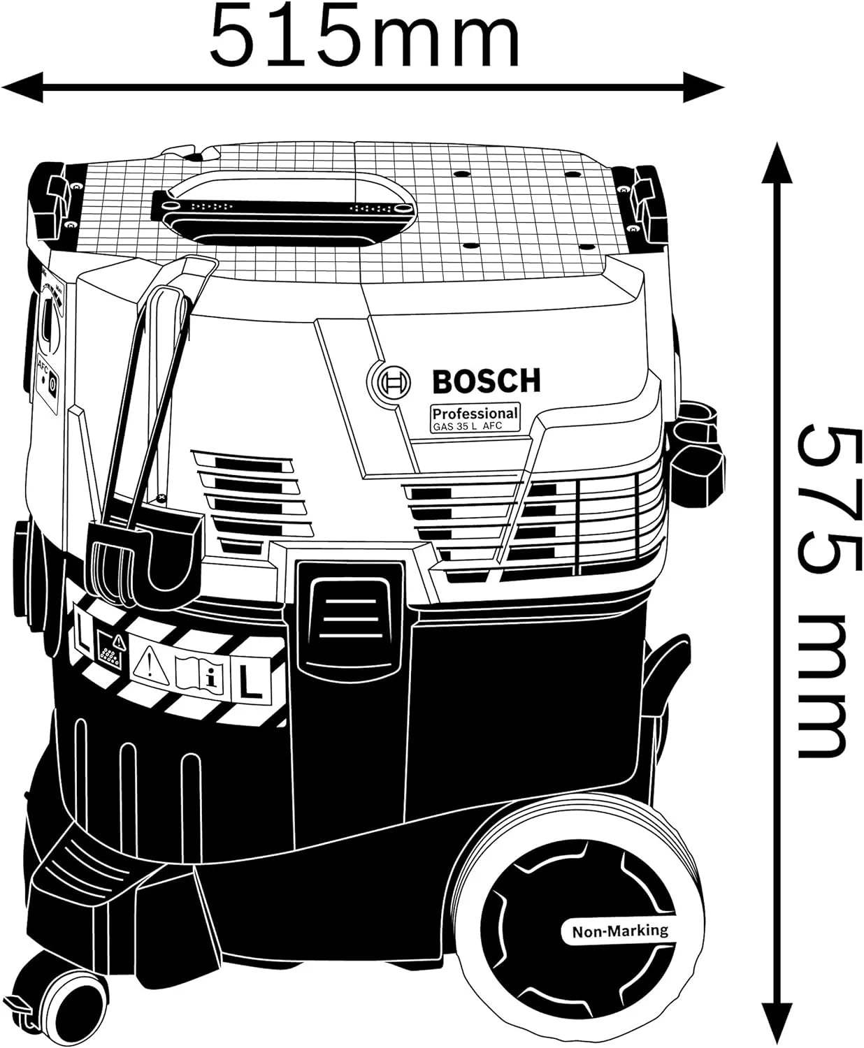 Bosch Professional: odkurzacz do pracy na sucho i mokro GAS 35 L AFC (1 200 W, 3 rury chromowane, wąż 5 m, zestaw dysz podłogowych, 1 filtr płaski fałdowany, worek na pył)