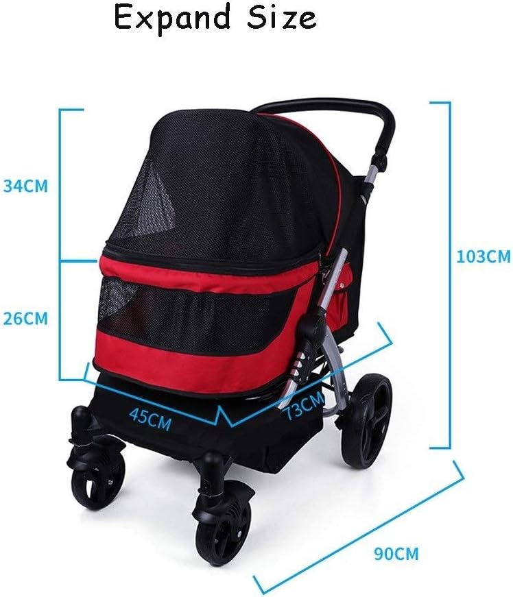 Wózek dla dużych psów do biegania, wózek dla psów Premium High Landscape Pet Stroller, duże wózki dla psów (czerwony)