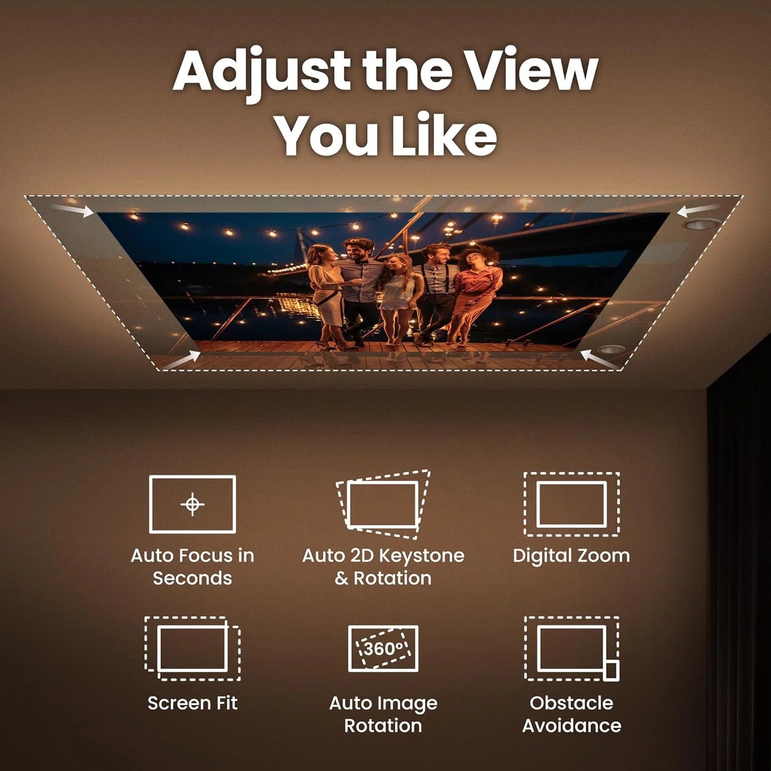 BenQ GV32 1080p przenośny projektor sufitowy, 500 ANSI lumenów LED, Google TV z licencją Netflix, HDR10 z 95% Rec. 709, Wi-Fi i Bluetooth, głośnik subwoofera