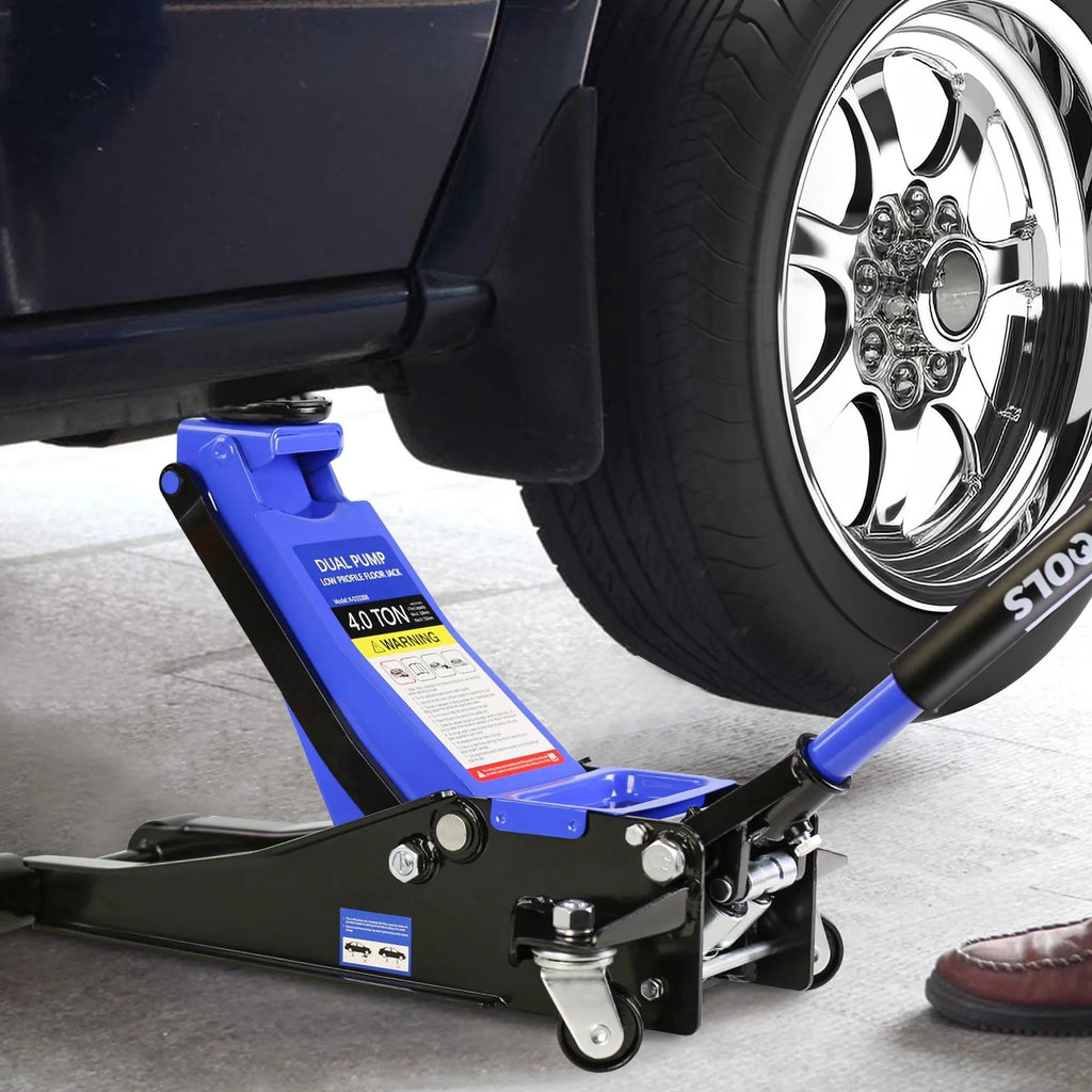 4-Ton Floor Jack, Low Profile Car Jack, Heavy-Duty Trolley Jack Car Lift with Dual Pump Pistons, Lifting Range 4-21, 8000LBS