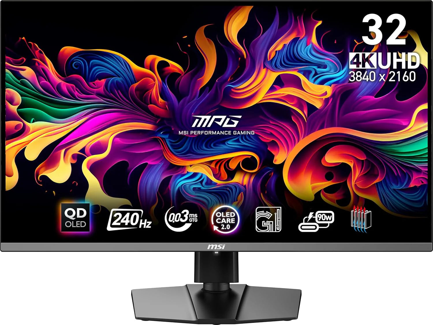 MSI MPG 321URX QD-OLED monitor komputerowy 80 cm (31.5) 3840 x 2160 pikseli 4K Ultra HD QDOLED Czarny