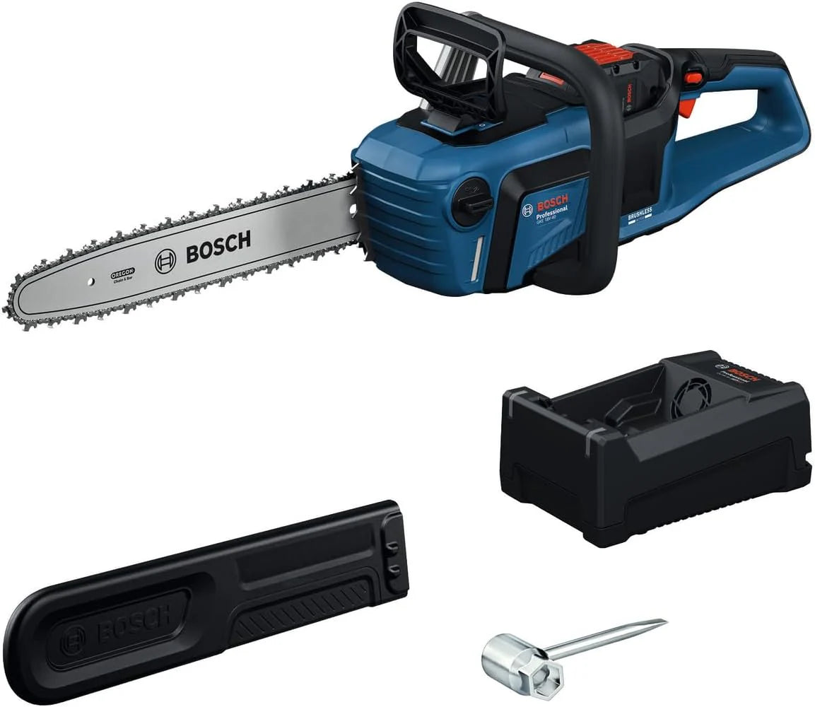 Bosch Pro Piła łańcuchowa GKE 18V-40 (prowadnica 40 cm, silnik bezszczotkowy, narzędzie (scrench), osłona łańcucha, akumulator i ładowarka)