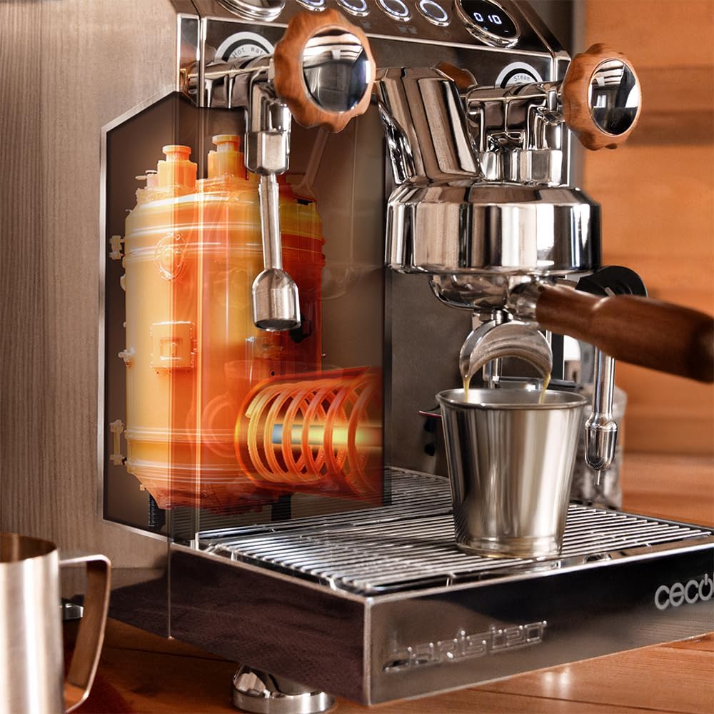Cecotec Barista Baristeo Classic profesjonalny ekspres do kawy espresso. Wstępnie zaparzający dla lepszej ekstrakcji, zdejmowany zbiornik 2,5 l, włoska pompa 15 barów, sterowanie PID, bojler ze stali