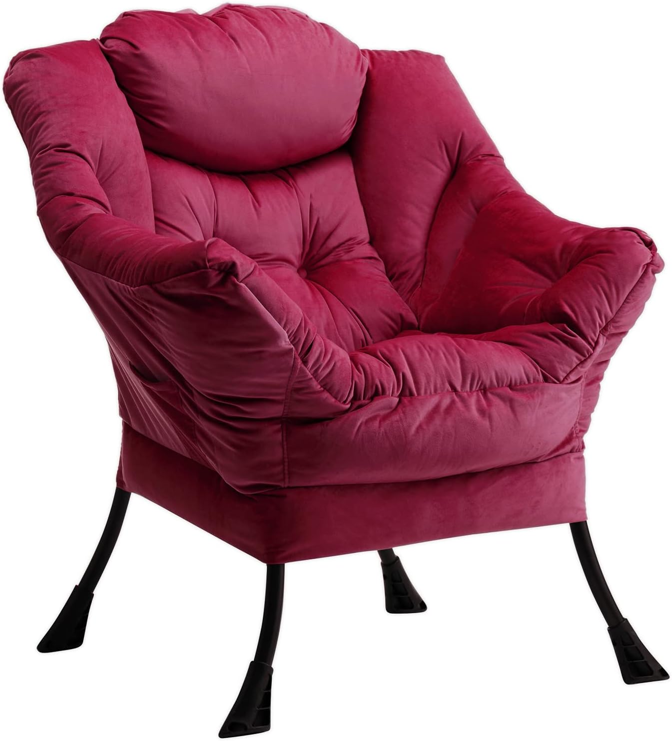 HollyHOME Poltrona, Relax Poltrona con Braccioli e Divano Pocket, Tessuto in Velluto, Leisure Sofa con Tessuto Moderno e Struttura in Acciaio, Blu Scuro