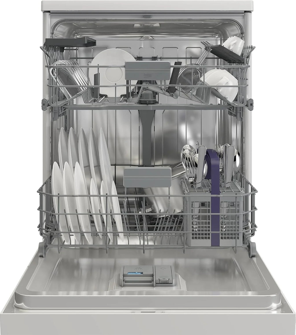 Beko BDFN26430W zmywarka do naczyń 60 cm, wolnostojąca, do zabudowy, na 14 nakryć wymiarowych, 6 programów, 4 dodatkowe funkcje, 3 poziomy zlewu, HigienIntense, SelfDry, program do połowy załadunku,