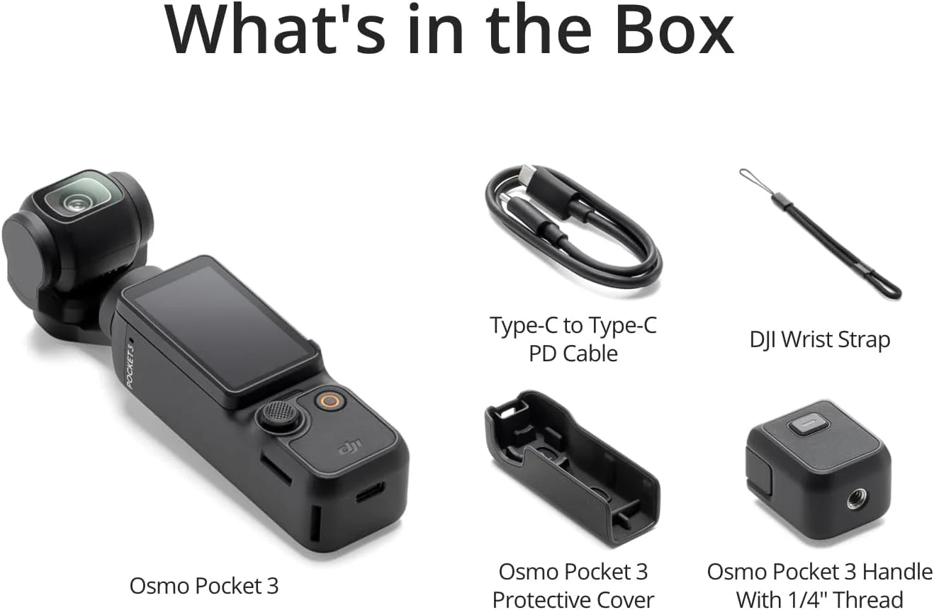 DJI Zestaw DJI Osmo Pocket 3 Kreator, Kamera Vlogging CMOS 1'', wideo 4K/120 FPS, stabilizacja 3-osiowa, śledzenie twarzy/obiektów, szybkie ustawianie ostrości, z mikrofonem dla uzyskania czystego