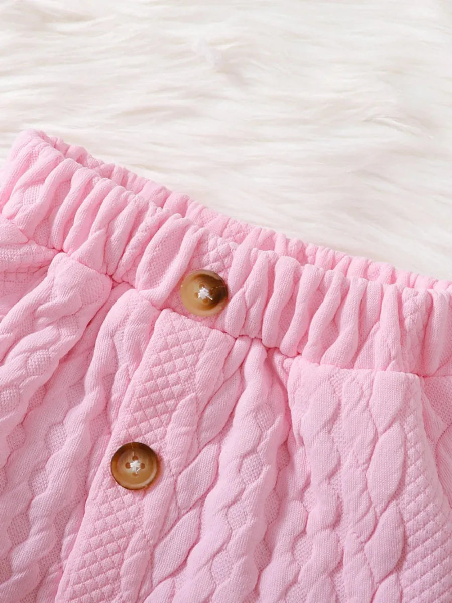 Baby girl two-piece cotton outfit with lace detail