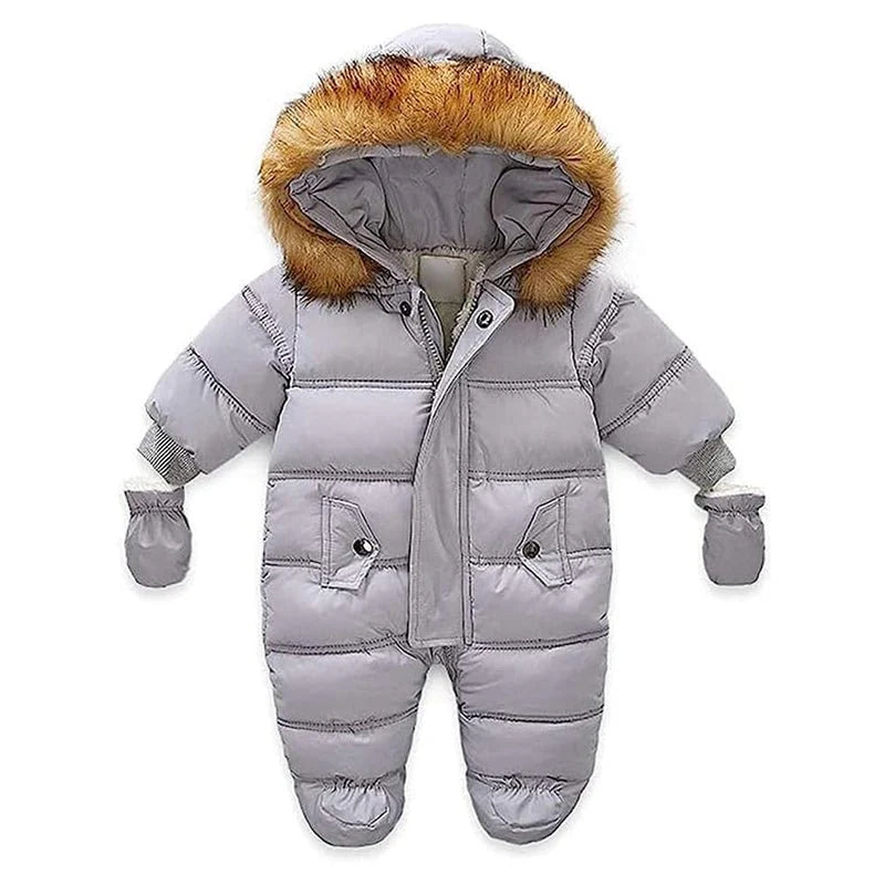Baby Snowsuit with Hood & Mittens Waterproof Winter Romper