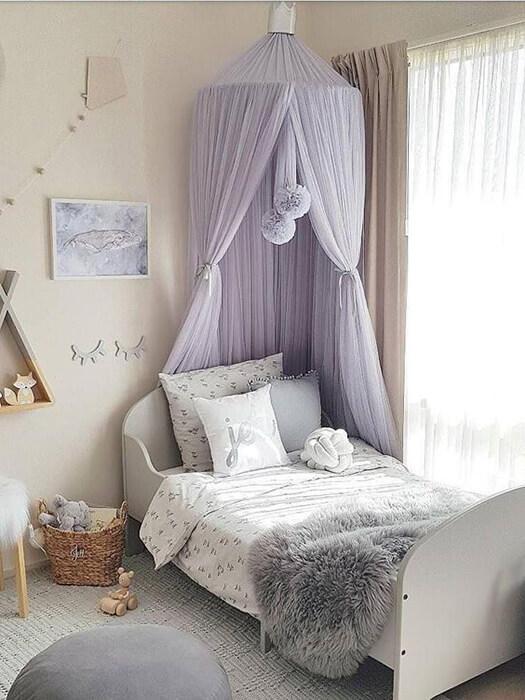 Round Crib Canopy with Dome Top, Mesh Curtain for Baby Nursery Decor