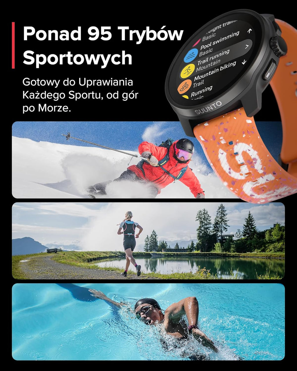 SUUNTO Race S Zegarek Biegowy z Ekranem Dotykowym Amoled, Dwuzakresowy Gps Zegarek Sportowy, Śledzenie Hrv i Snu, Plan Treningowy Oparty na Si, Bezpłatne Mapy Offline, Wodoodporność do 50M
