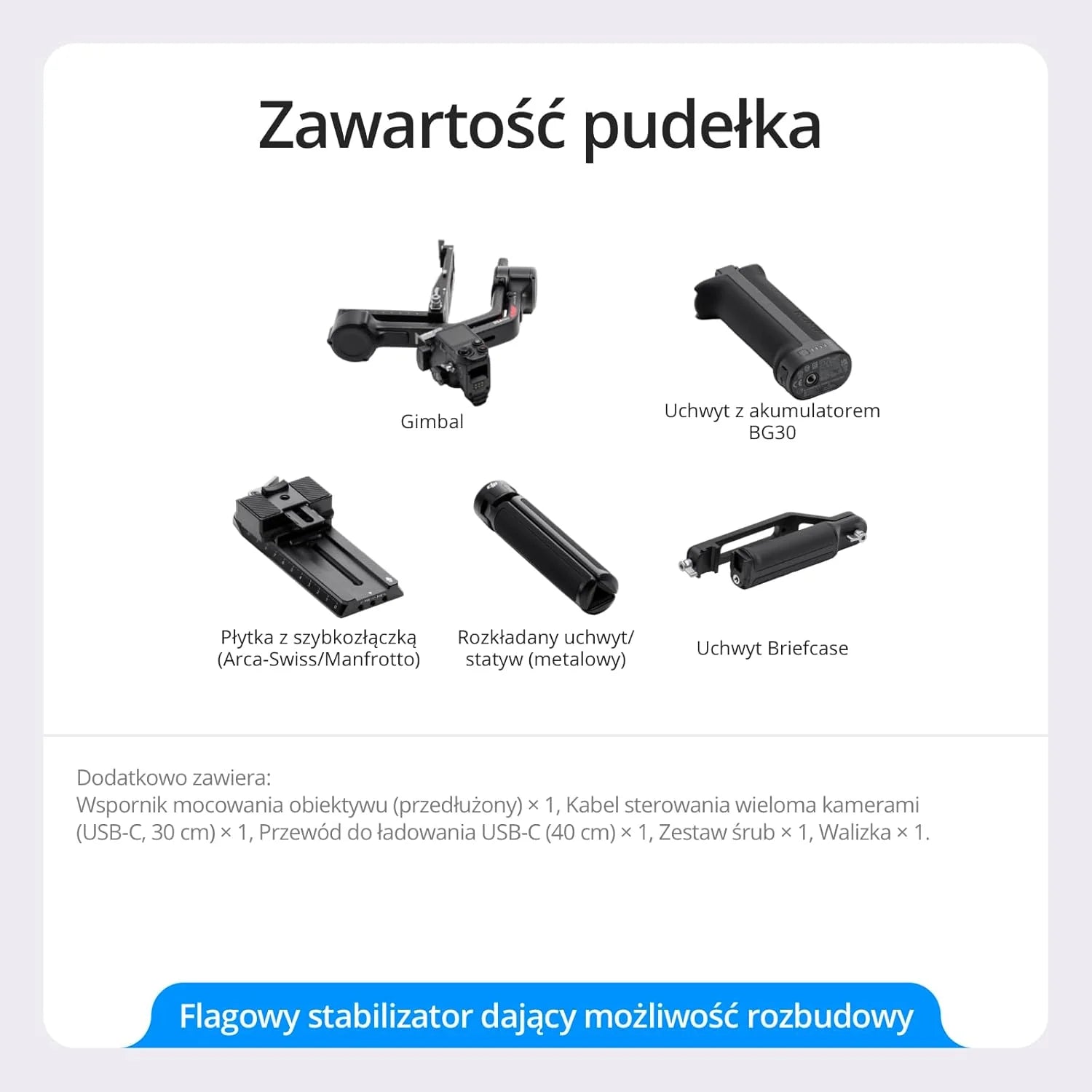 DJI RS 4 Pro, 3-osiowy gimbal do lustrzanek cyfrowych i kamer Canon/Sony/Panasonic/Nikon/Fujifilm, natywne nagrywanie w pionie 2 gen., 4,5 kg udźwigu, silniki Dual Focus i Zoom
