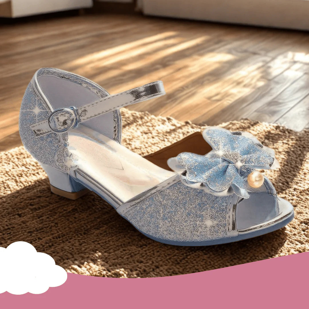Princess Heeled Sandals for Girls - Glitter & Buckle Design