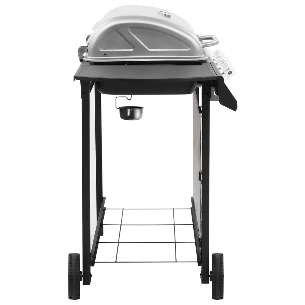 Grill gazowy VidaXL z 4 palnikami, czarno-srebrny