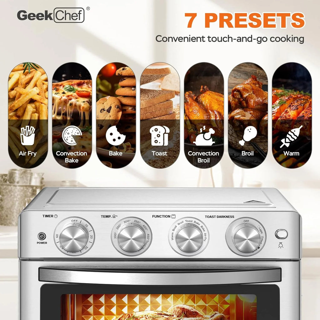 Geek Chef Frytownica powietrzna, 6 plasterków 24,5 l do frytownicy powietrznej, pieczenia, pieczenia, pieczenia, podgrzewania, podgrzewania, smażenia bez oleju, piekarnika konwekcyjnego
