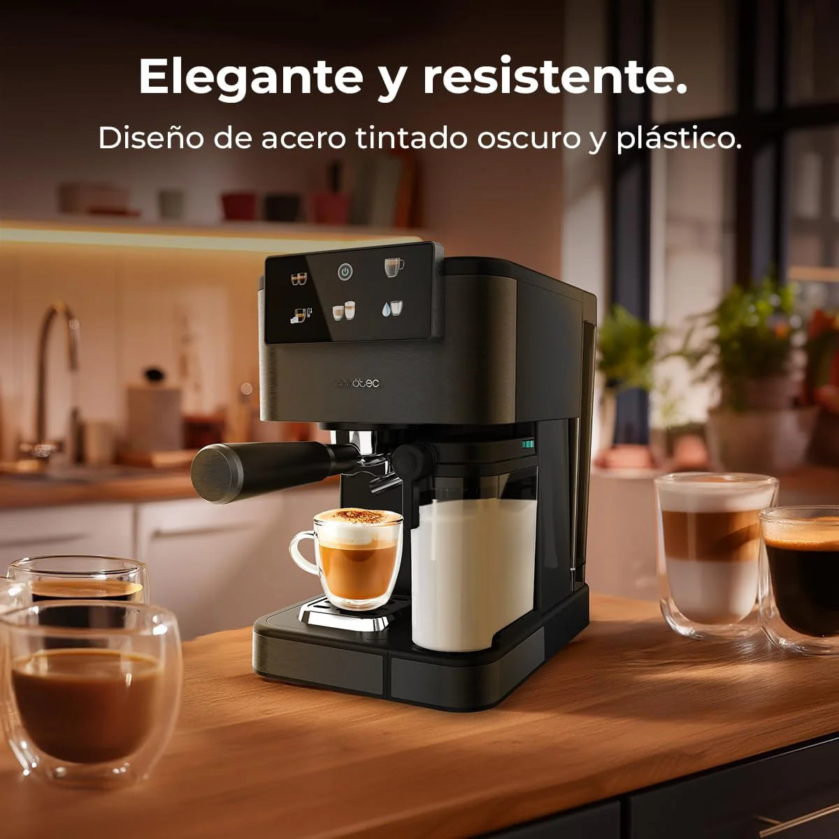 Cecotec Ekspres do kawy z podwójnym wyjściem Power Espresso 20 Barista Cream. 1550 W, 20 prętów, zbiornik na ziarna kawy 250g, młynek z 30 poziomami mielenia, termoblok, zbiornik na wodę 2.5 L