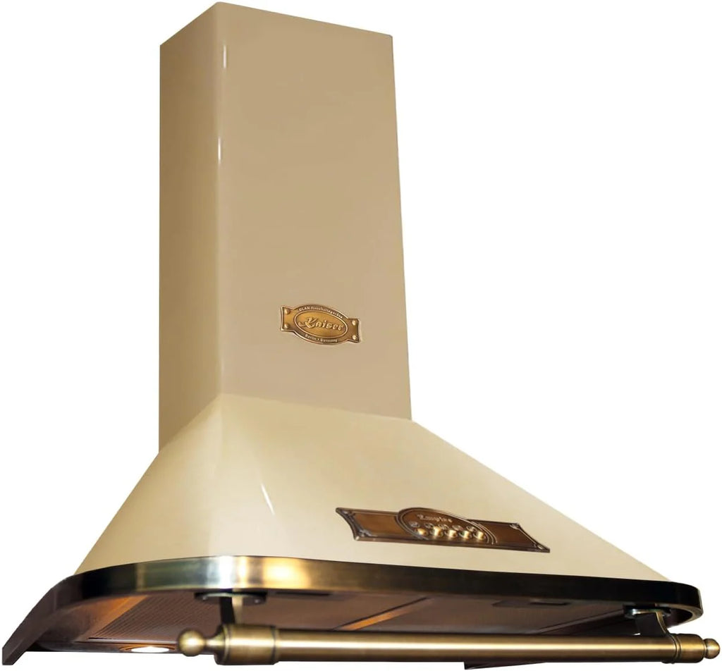 Ekskluzywny designerski okap kuchenny, 60 cm, okap ścienny z serii EMPIRE, 910 m³/h, okap kominowy, kość słoniowa, uchwyt z brązu, styl antyczny, z filtrem z węglem aktywnym, tryb wyciągu i obiegu