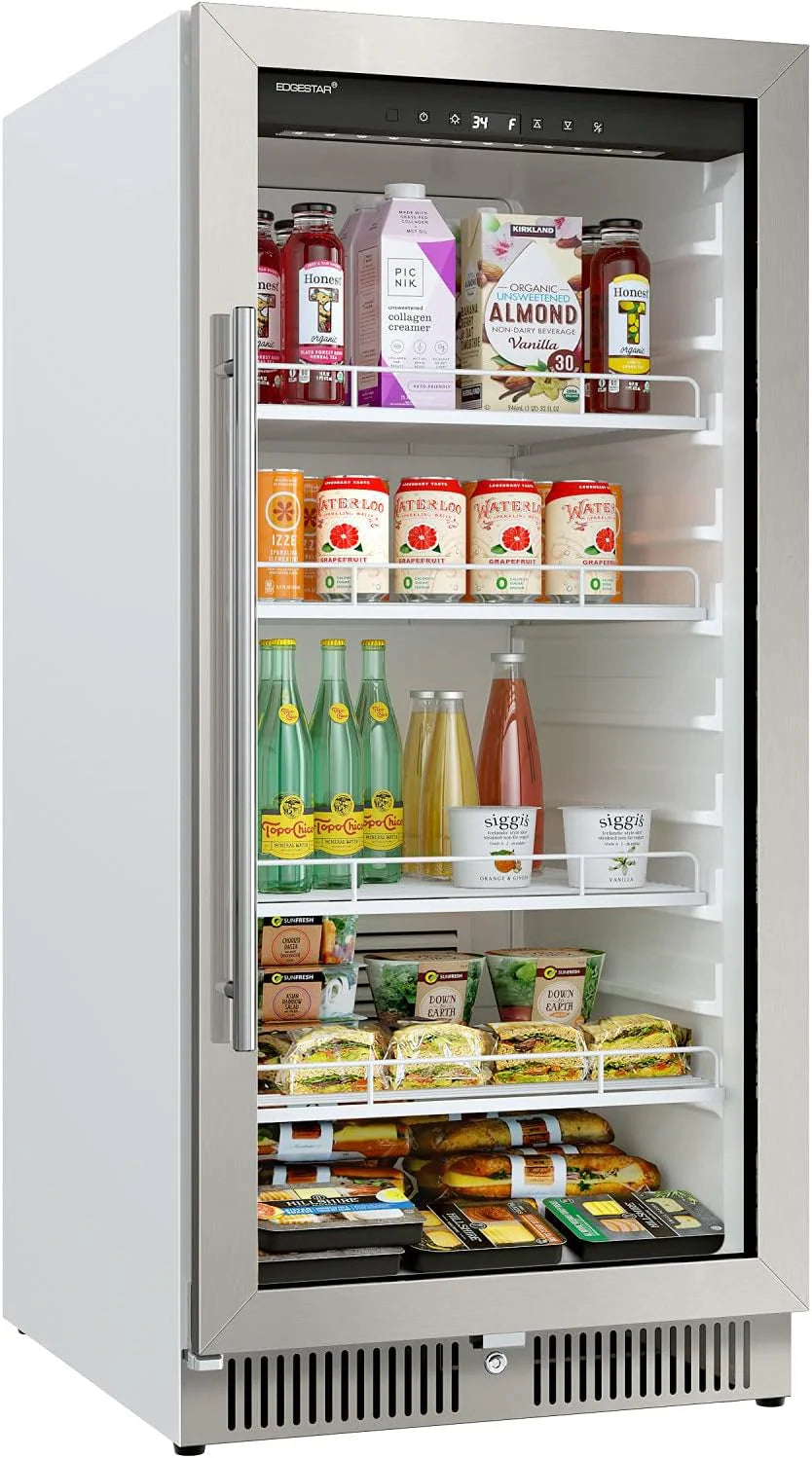 22 Wide 10.1 Cu. Ft. Commercial Beverage Merchandiser – Stainless Steel, Temp Alarm, Reversible Door
