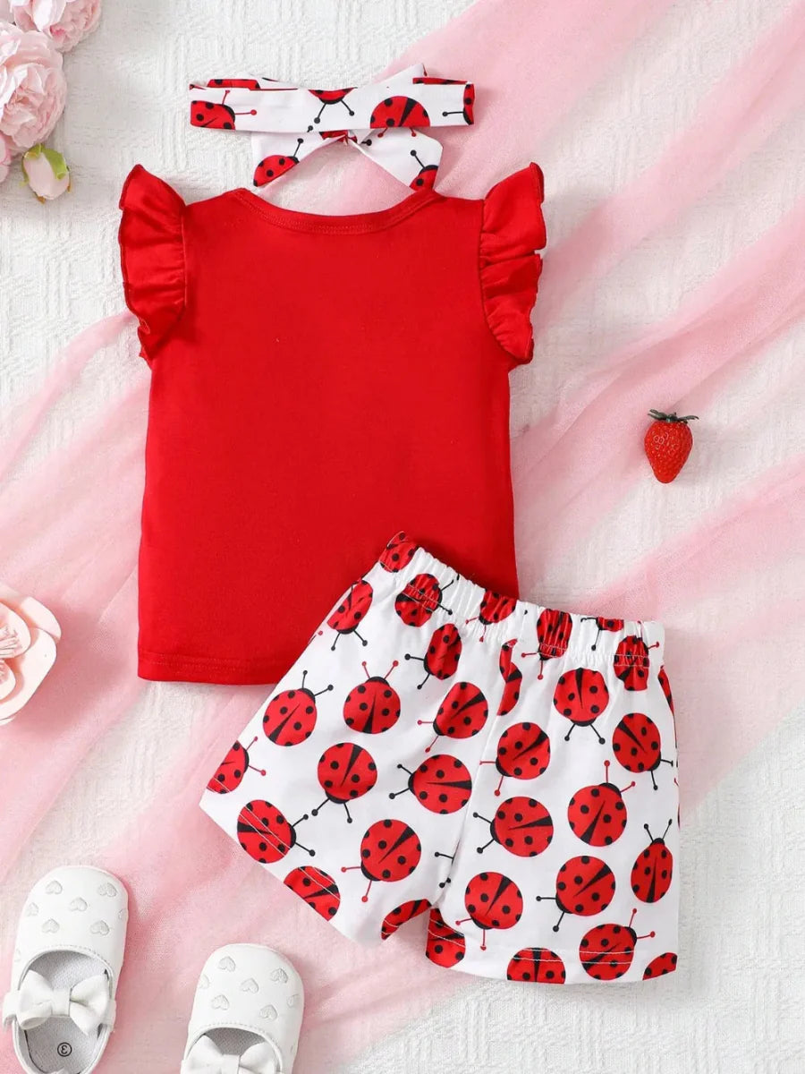 Ruffled Baby Outfit Set with Bow – Three-Piece Design (6–36M)