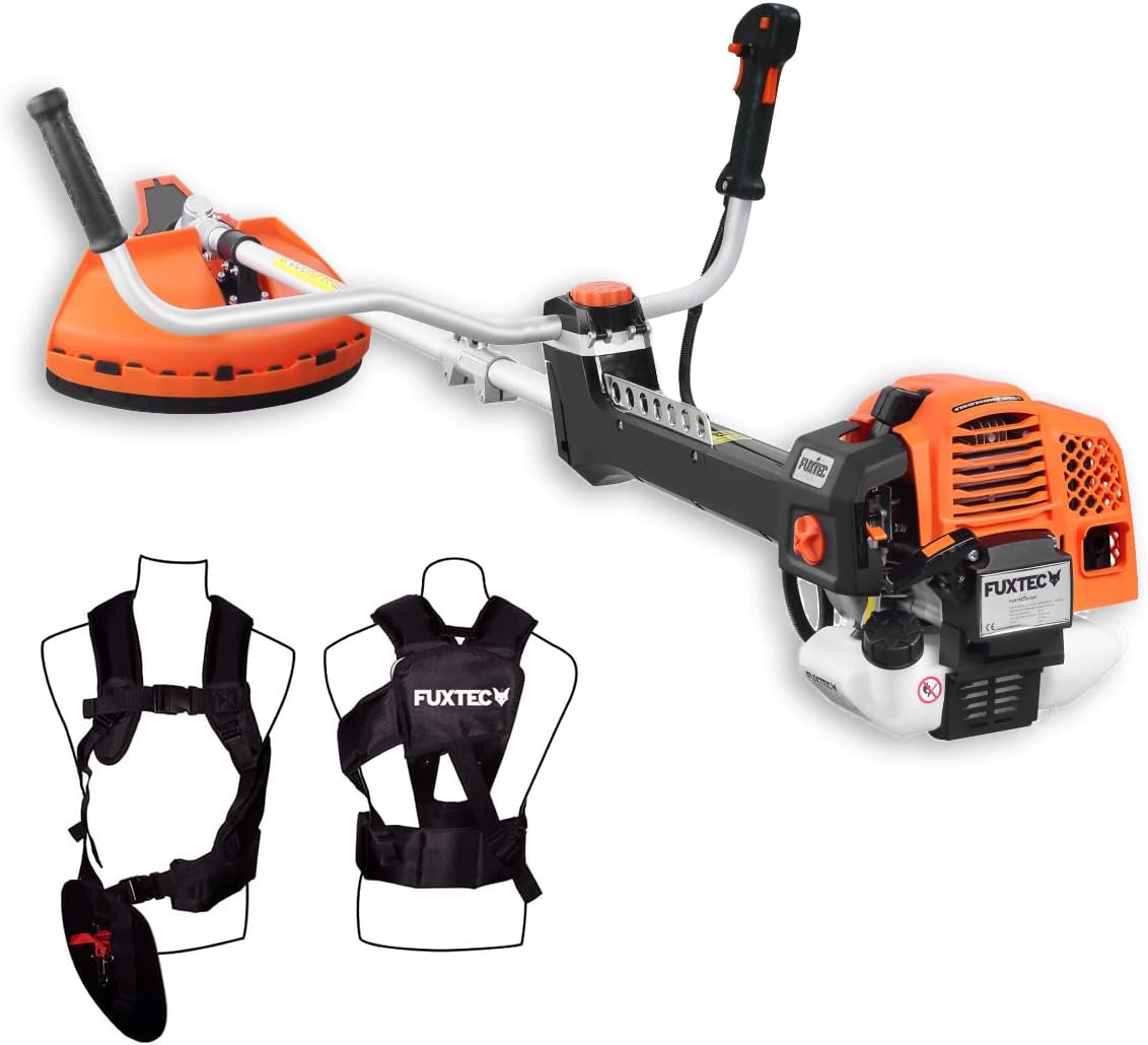 FUXTEC Profesjonalna podkaszarka spalinowa 62 cm3, 3,5 KM, narzędzie wielofunkcyjne 2 w 1, z paskiem na ramię, systemem antywibracyjnym, podkaszarką wielofunkcyjną, silnikiem 2-suwowym