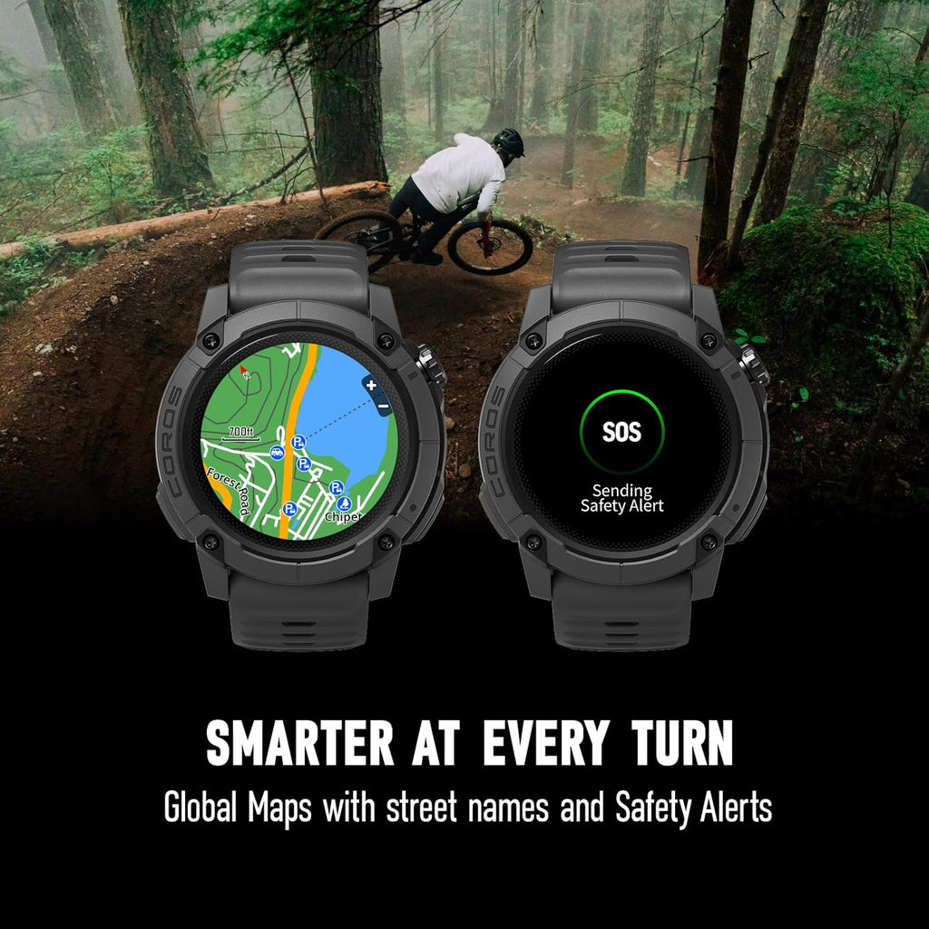 COROS Nomad Wytrzymały zewnętrzny zegarek GPS, ekran MIP 1,3, 22 dni autonomii, wstępnie naładowane mapy globalne, mikrofon do nagrywania wiadomości głosowych, zegarek sportowy odpowiedni do